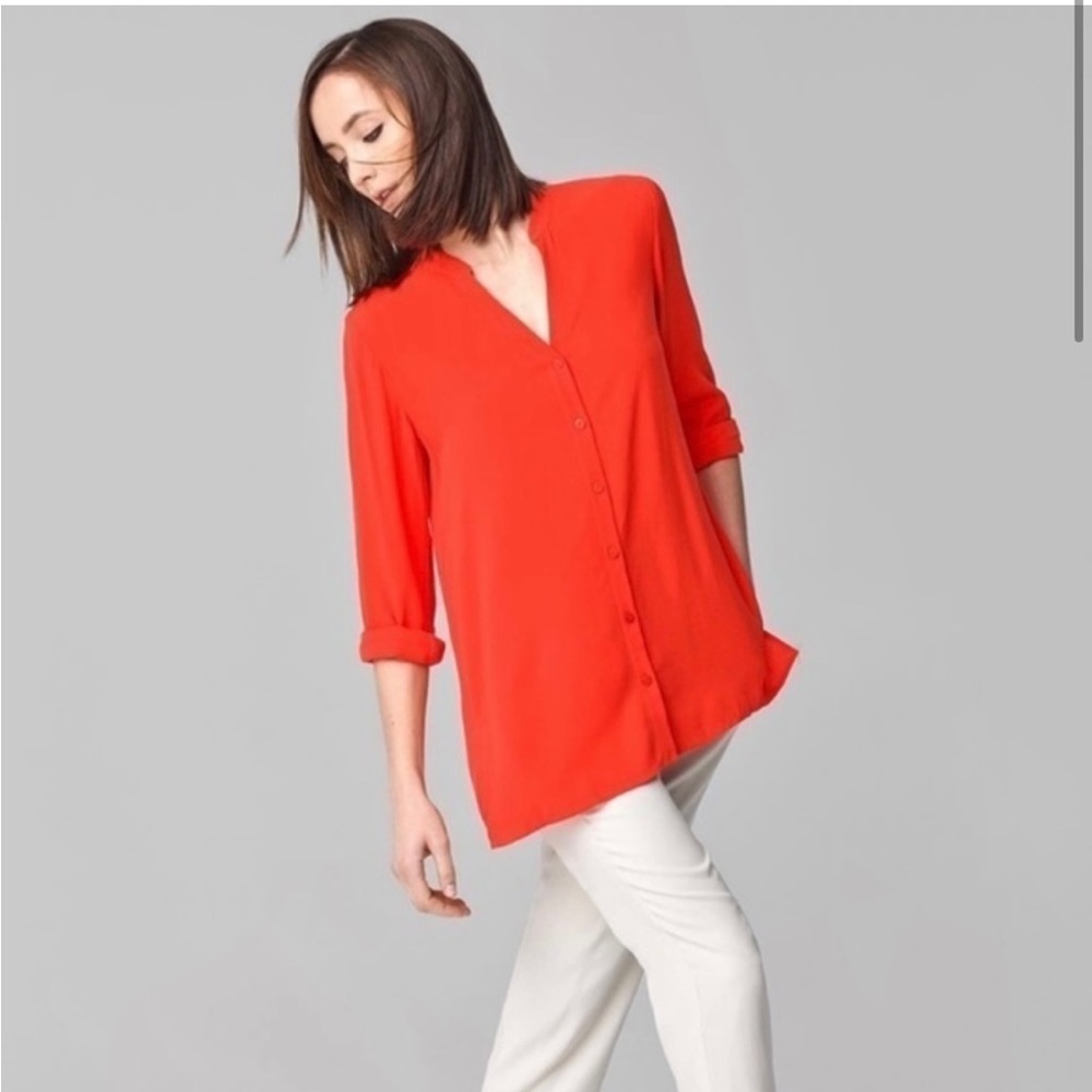 Eileen fisher red-pink silk blouse